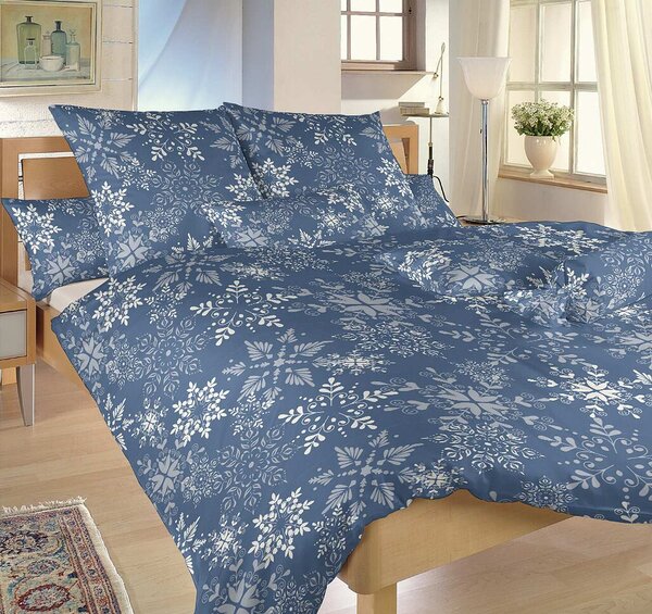 Povlečení krep Snowflakes šedomodré - 140/200 + 70/90