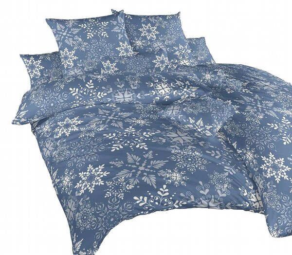 Povlečení krep Snowflakes šedomodré - 140/200 + 70/90