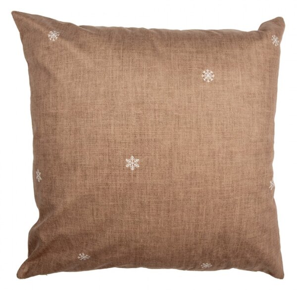Hnědý povlak na polštář s motivem perníkových domečků Gingerbread Bliss – 45x45
