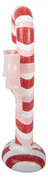 Červená plastová vánoční dekorace cukrová hůl – 11x6x20 cm