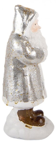 Plastová vánoční dekorace Santa Claus stříbrná – 7x7x16 cm