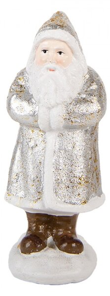 Plastová vánoční dekorace Santa Claus stříbrná – 7x7x16 cm