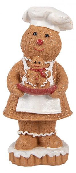 Hnědá plastová vánoční dekorace perníkový panáček – 7x6x15 cm