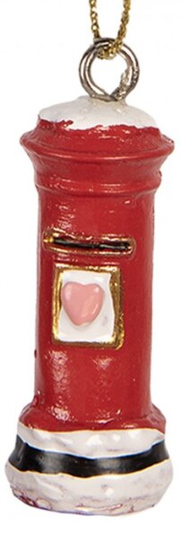 Červená plastová vánoční ozdoba poštovní schránka – 2x4 cm