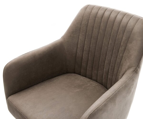 DELIFE Jídelní židle Greg-Flex mikrovlákno taupe vintage křížová podnož zúžená černá taštičkové pružiny