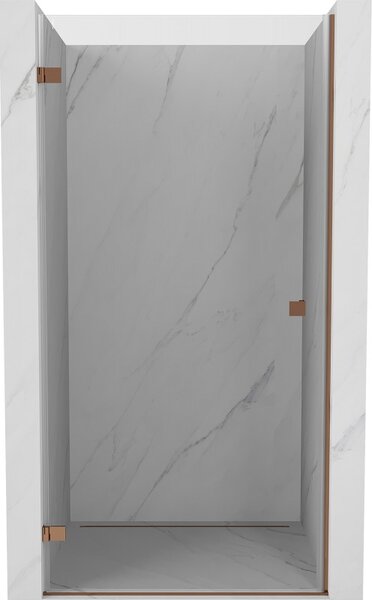Mexen Lunar-B, Otočné levé sprchové dveře 60 cm, 8mm čiré sklo, růžové zlato profil, 832-060-000-60-00-L