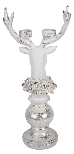 Bílý plastový svícen sob – 17x11x38 cm