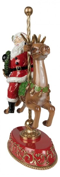 Vánoční soška Santa Claus se sobem na kolotoči – 46 cm