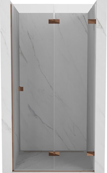 Mexen Lunar-F, pravé sklápěcí sprchové dveře 60 cm, 8mm čiré sklo, růžové zlato profil, 836-060-000-60-00-P