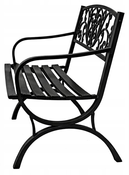 Lavička s opěradlem, kovová, 127 x 60 cm