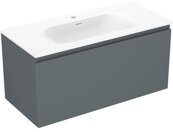 Mexen Orio, koupelnová skříňka 100 cm s umyvadlem Vela, 1 zásuvka, grafitová matná/bílá matná, 91A10-10047-1-BF66-W23M01