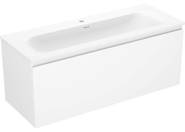 Mexen Orio, koupelnová skříňka 120 cm s umyvadlem Vela, 1 zásuvka, bílá matná, 91A10-12047-1-BF01-W23M01