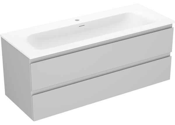Mexen Orio, koupelnová skříňka 120 cm s umyvadlem Vela, 2 zásuvky, šedá matná/bílá matná, 91A10-12047-2-BFF62-W23M01