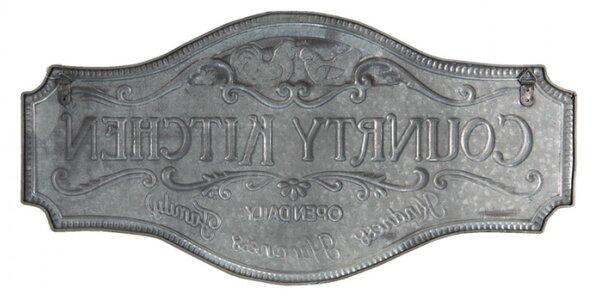 Černá plechová dekorativní cedule Country Kitchen – 60x30 cm