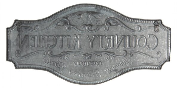 Černá plechová dekorativní cedule Country Kitchen – 60x30 cm