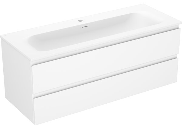 Mexen Orio, koupelnová skříňka 120 cm s umyvadlem Vela, 2 zásuvky, bílá matná, 91A10-12047-2-BFF01-W23M01