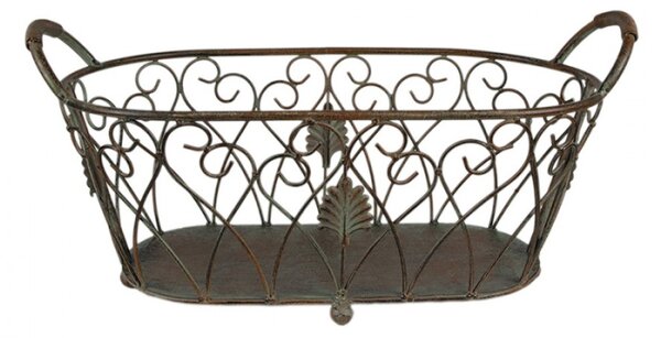 Set 2 hnědých drátěných obdélníkových košíků s rostlinným motivem Arend – 60x30x26 / 49x23x22 cm