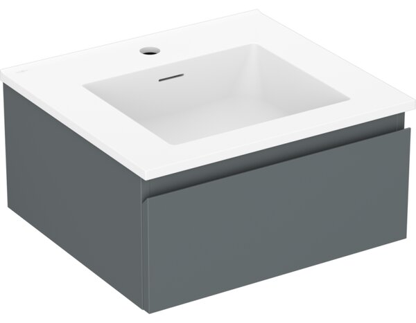 Mexen Orio, koupelnová skříňka 50 cm s umyvadlem Otis, 1 zásuvka, grafitová matná/bílá matná, 91A10-05023-1-BF66-W18M01
