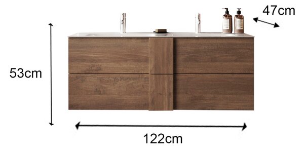 Koupelnová skříňka JUPITER II 120 včetně umyvadla (Dub Mercure)