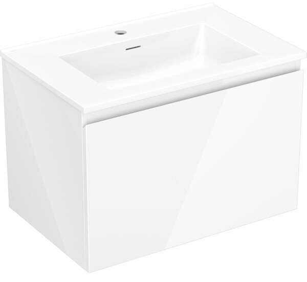 Mexen Orio, koupelnová skříňka 70 cm s umyvadlem Otis, 1 zásuvka, bílá lesklá, 91A10-07047-1-BF00-W18M00