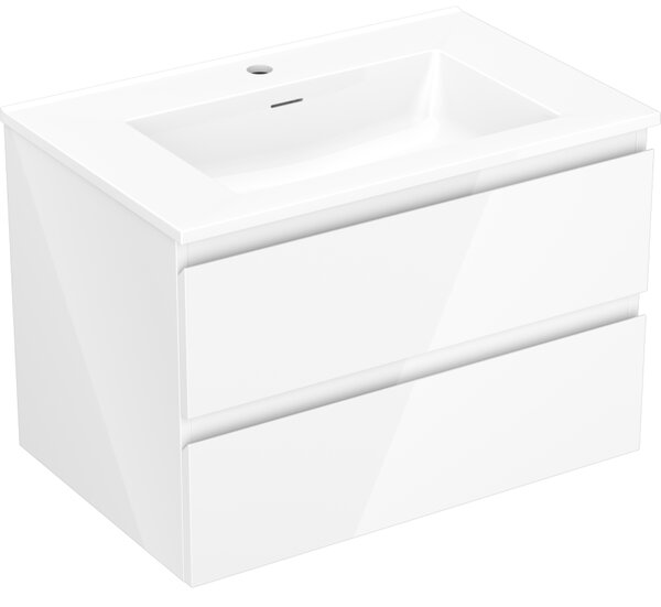 Mexen Orio, koupelnová skříňka 70 cm s umyvadlem Otis, 2 zásuvky, bílá lesklá, 91A10-07047-2-BFF00-W18M00