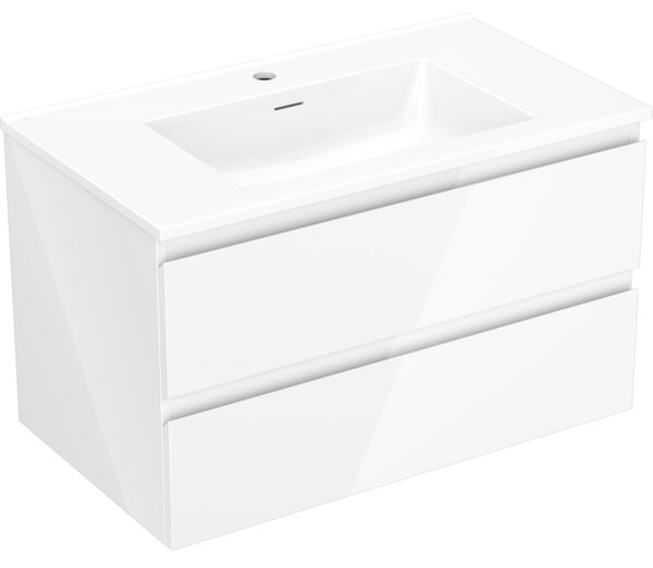 Mexen Orio, koupelnová skříňka 80 cm s umyvadlem Otis, 2 zásuvky, bílá lesklá, 91A10-08047-2-BFF00-W18M00