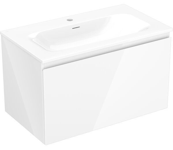 Mexen Orio, koupelnová skříňka 80 cm s umyvadlem Vela, 1 zásuvka, bílá lesklá, 91A10-08047-1-BF00-W23M00
