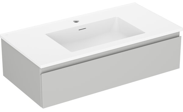 Mexen Orio, koupelnová skříňka 90 cm s umyvadlem Otis, 1 zásuvka, šedá matná/bílá matná, 91A10-09023-1-BF62-W18M01
