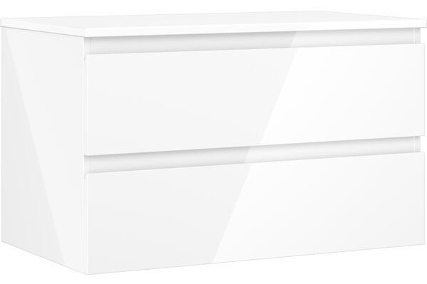 Mexen Orio, koupelnová skříňka 80 cm s horní částí, 2 zásuvky, bílá lesklá, 91A10-08047-2-BFFC00
