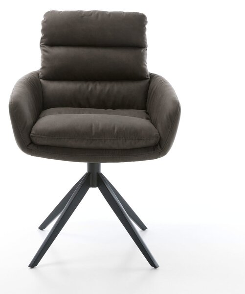 DELIFE Jídelní židle Abelia-Flex s područkami mikrovlákno antracit vintage křížová podnož široká černá