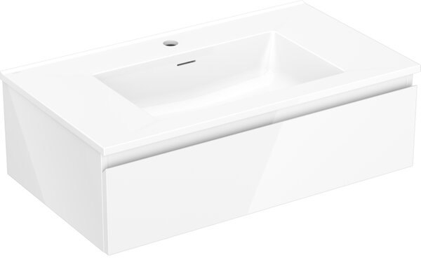 Mexen Orio, koupelnová skříňka 80 cm s umyvadlem Otis, 1 zásuvka, bílá lesklá, 91A10-08023-1-BF00-W18M00