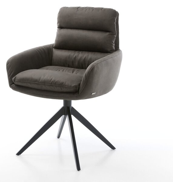 DELIFE Jídelní židle Abelia-Flex s područkami mikrovlákno antracit vintage křížová podnož široká černá