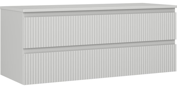 Mexen Rivel, koupelnová skříňka 120 cm s pracovní deskou, 2 zásuvky, drážkovaná, matná šedá, 91A20-12047-2-BFFC62