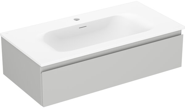 Mexen Orio, koupelnová skříňka 90 cm s umyvadlem Vela, 1 zásuvka, šedá matná/bílá matná, 91A10-09023-1-BF62-W23M01