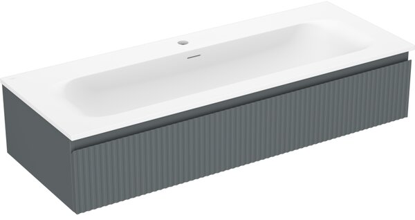 Mexen Rivel, koupelnová skříňka 120 cm s umyvadlem Vela, 1 zásuvka, drážkovaná, grafitová matná/bílá matná, 91A20-12023-1-BF66-W23M0