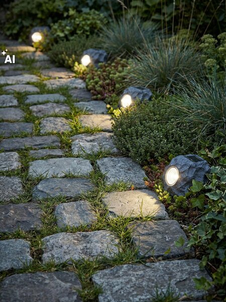 Sinsay - Zahradní solární LED lampa ve tvaru kamene - šedá