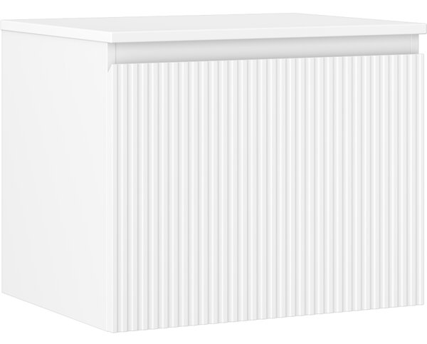 Mexen Rivel, koupelnová skříňka 60 cm s pracovní deskou, 1 zásuvka, drážkovaná, bílá matná, 91A20-06047-1-BFC01