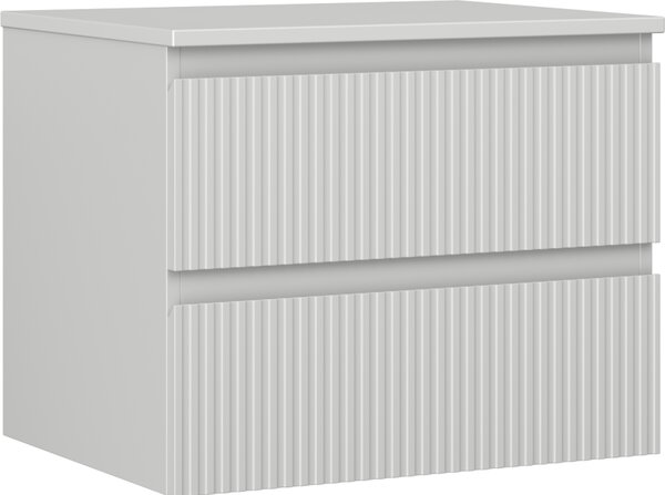 Mexen Rivel, koupelnová skříňka 60 cm s pracovní deskou, 2 zásuvky, drážkovaná, matná šedá, 91A20-06047-2-BFFC62