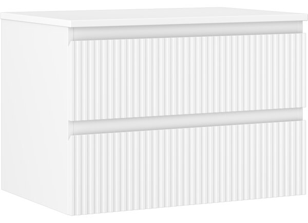 Mexen Rivel, koupelnová skříňka 70 cm s horní deskou, 2 zásuvky, drážkovaná, bílá matná, 91A20-07047-2-BFFC01