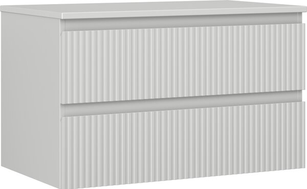 Mexen Rivel, koupelnová skříňka 80 cm s pracovní deskou, 2 zásuvky, drážkovaná, matná šedá, 91A20-08047-2-BFFC62