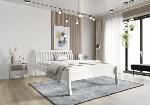 Dřevěná postel Nordica bílá, 160x200cm, masiv borovice