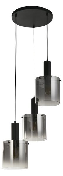 Searchlight 88910-3BK Trojitý závěsný lustr SWEDEN BLACK kouřové sklo