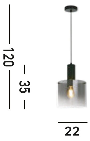 Searchlight 88910-1BK Závěsné svítidlo SWEDEN BLACK kouřové sklo
