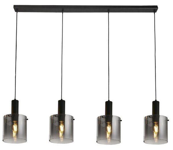 Searchlight 88910-4BK Závěsný lustr SWEDEN BLACK kouřové sklo