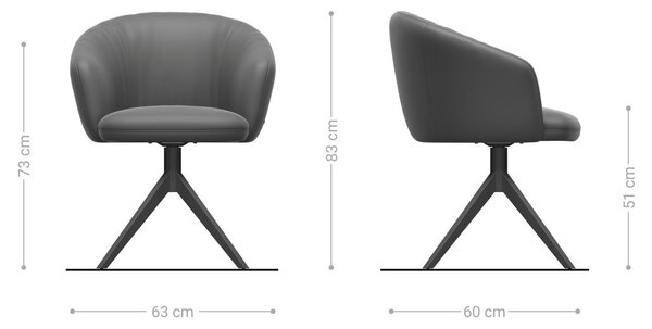 DELIFE Jídelní židle Caja-Flex s područkami manšestr stříbrně šedá široká křížová podnož titanová barva 360° otočná taštičkové pružiny