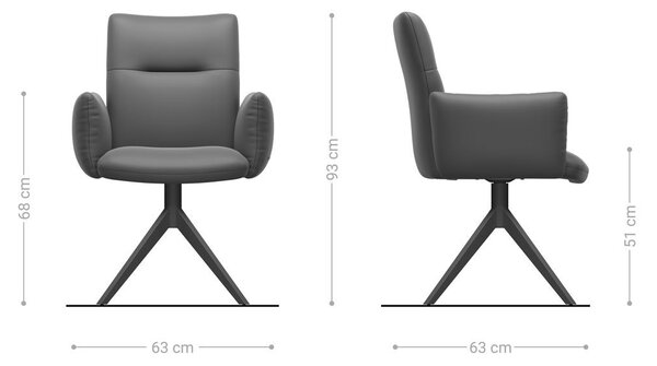 DELIFE Jídelní židle Jova-Flex s područkami pravá kůže černá křížová podnož široká titanová povrchová úprava otočná o 360° taštičkové pružiny