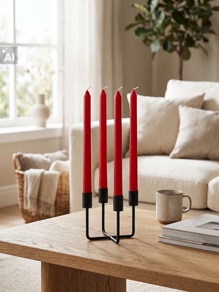Sinsay - Sada klasických stolních svíček 4 pack - burgundy