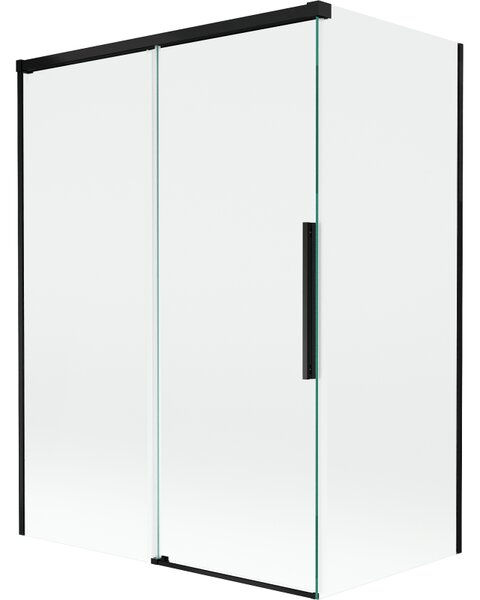 Mexen Rox, 2-křídlová posuvná vanová zástěna 120 + 70 x 150 cm, 8mm čiré sklo, černý matný profil, 8C9-120-070-70-00