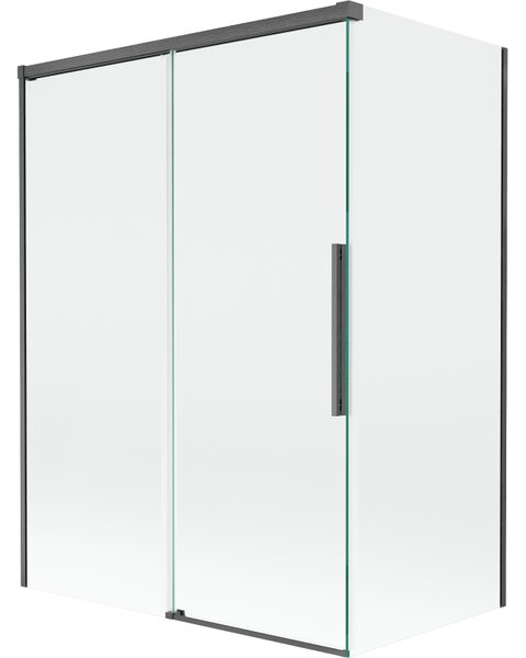 Mexen Rox, 2-křídlová posuvná vanová zástěna 120 + 70 x 150 cm, 8mm čiré sklo, broušený grafit profil, 8C9-120-070-66-00