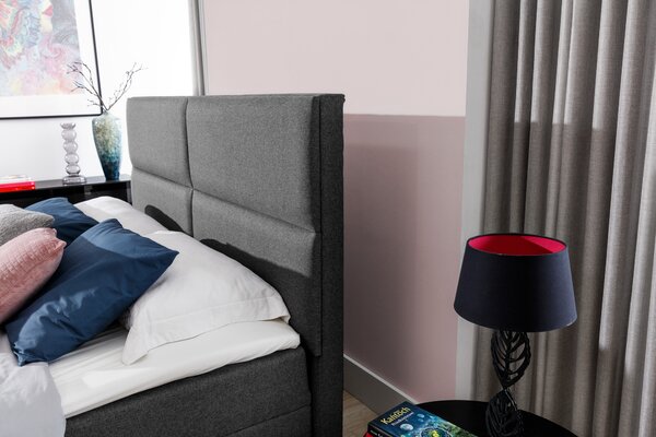 Manželská postel Boxspring 180 cm Amebra (šedá) (s matracemi a úl. prostorem)